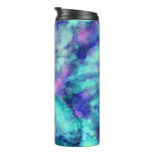 Blaue Fantasy Aquarellfarben: Thermosbecher (Nach rechts gedreht)