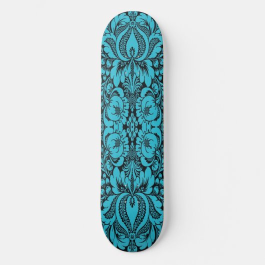 Blaue Fantasy-Blumen-Skateboard Skateboard (Vorderseite)