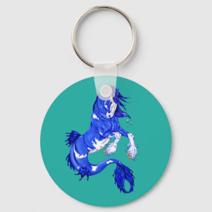 Blaue Fantasy-Clydesdale-Seepferd Schlüsselanhänger