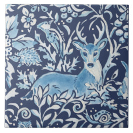 Blaue Fantasy Forest Mural Woodland Hirsch Top Lin Fliese