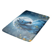 Blaue Fantasy Magical Horse Moon Blume, Badematte (Schrägansicht)