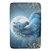 Blaue Fantasy Magical Horse Moon Blume, Badematte (Vorderseite Vertikal)