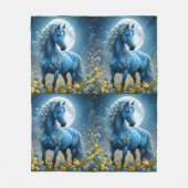 Blaue Fantasy Magical Horse Moon Blume, Fleecedecke (Vorderseite)
