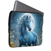 Blaue Fantasy Magical Horse Moon Blume, Laptopschutzhülle (Vorne Rechts)