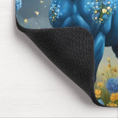 Blaue Fantasy Magical Horse Moon Blume, Mousepad (Ecke)