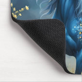 Blaue Fantasy Magical Horse Moon Blume, Mousepad (Ecke)