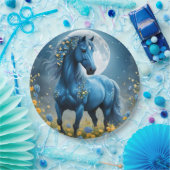 Blaue Fantasy Magical Horse Moon Blume, Pappteller (Party)