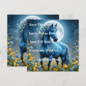 Blaue Fantasy Magical Horse Moon Blume, Save The Date (Vorne/Hinten)