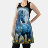 Blaue Fantasy Magical Horse Moon Blume, Schürze (InSitu)