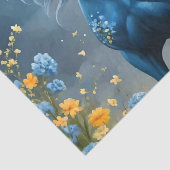 Blaue Fantasy Magical Horse Moon Blume, Seidenpapier (Detail)