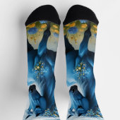 Blaue Fantasy Magical Horse Moon Blume, Socken (Oben)