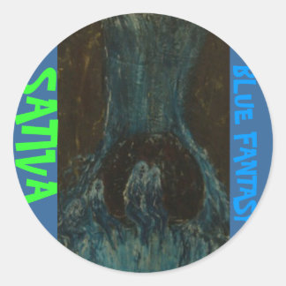BLAUE FANTASY SATIVA RUNDER AUFKLEBER