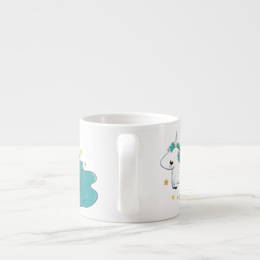 Blaue FarbCartoon Unicorns mit der Sternbaby-Tasse Espressotasse (Rückseite)
