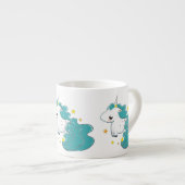 Blaue FarbCartoon Unicorns mit der Sternbaby-Tasse Espressotasse (Vorderseite Rechts)