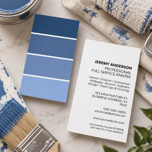 Blaue Farbchip-Musterkarte Professioneller Maler Visitenkarte