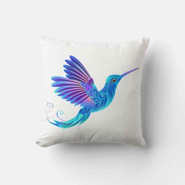 Blaue Farbdekoration Hummingbird Kissen (Vorderseite)