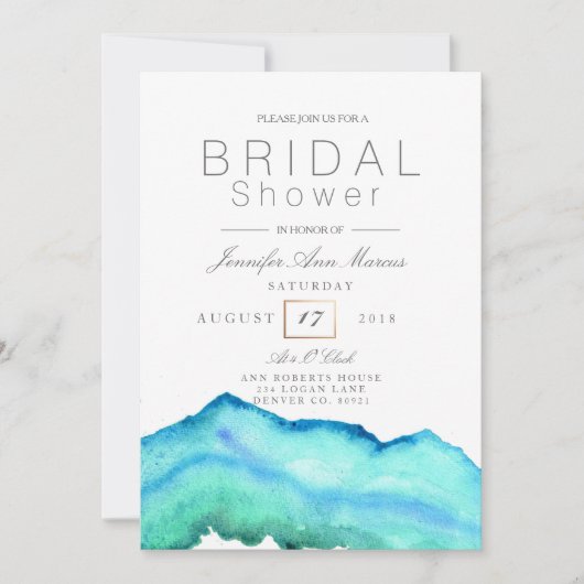 Blaue Farbe | BRAUTPARTY Einladung (Vorderseite)