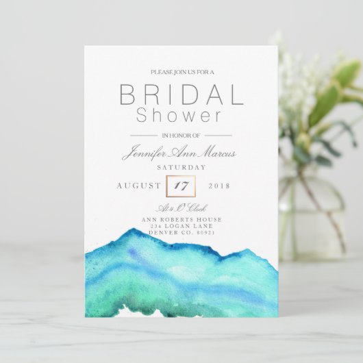 Blaue Farbe | BRAUTPARTY Einladung (Stehend Vorderseite)