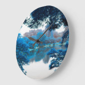 Blaue Farbe cool, einzigartige Natur, See Große Wanduhr (Winkel)