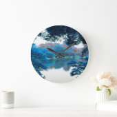 Blaue Farbe cool, einzigartige Natur, See Große Wanduhr (Zuhause)