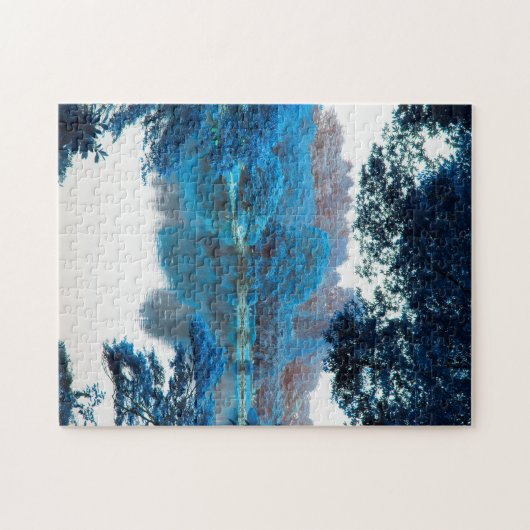 Blaue Farbe cool, einzigartige Natur, See Puzzle (Horizontal)