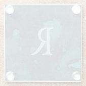 Blaue Farbe der Monogram-Vorlage Glasuntersetzer (Rückseite)