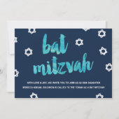 Blaue Farbe| Einzigartige Bat Mitzvah Einladung (Vorderseite)