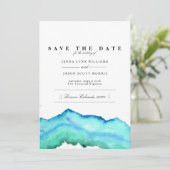 Blaue Farbe | Elegant Save the Date (Stehend Vorderseite)
