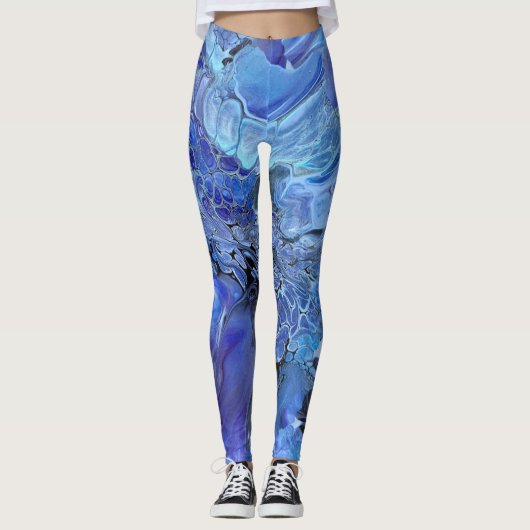 Blaue Farbe gießt Leggings (Vorderseite)