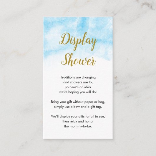 Blaue Farbe | Kinderduschkarte anzeigen Begleitkarte (Vorderseite)