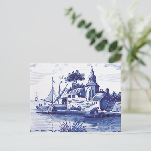 Blaue Farbe Postkarte (Stehend Vorderseite)