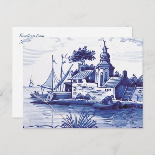 Blaue Farbe Postkarte (Vorne/Hinten)