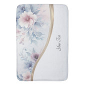 Blaue Farbe Rosa Blumenmatte Badematte (Vorderseite Vertikal)