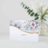 Blaue Farbe Rosa florale Postkarte (Stehend Vorderseite)