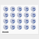 Blaue Farbe Runder Aufkleber (Blatt)