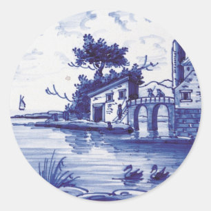 Blaue Farbe Runder Aufkleber
