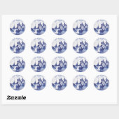 Blaue Farbe Runder Aufkleber (Blatt)
