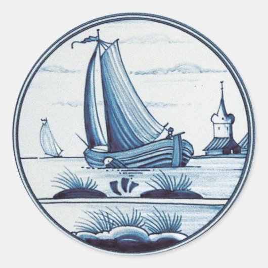 Blaue Farbe Runder Aufkleber (Vorderseite)