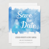 Blaue Farbe Save the Date (Vorne/Hinten)
