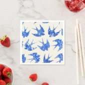 Blaue Farbe Schlucken Vogelmuster Serviette (Beispiel)