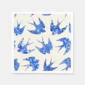 Blaue Farbe Schlucken Vogelmuster Serviette (Vorderseite)