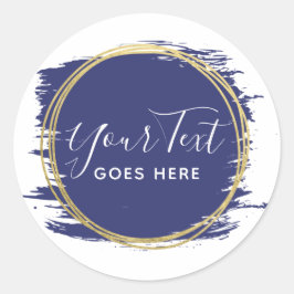 Blaue Farbe Stroke & moderne Goldene Geometrie Runder Aufkleber