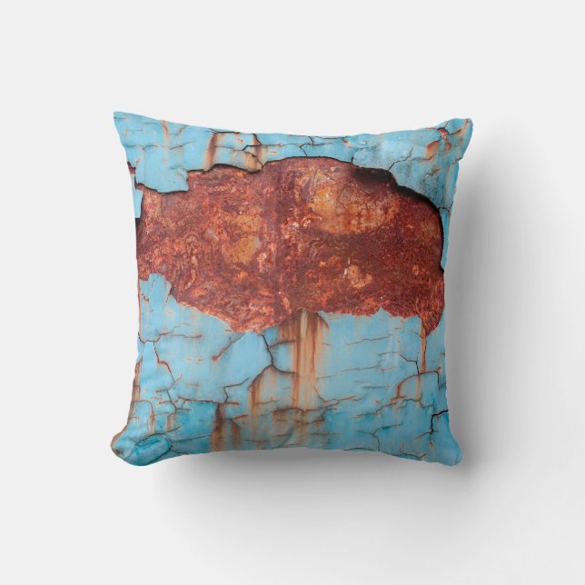 Blaue Farbe und Rosttextur alt, Farbe, Textur, Kissen (Vorderseite)