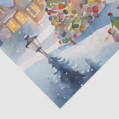 Blaue Farbe Wasserfarbe Decoupage Winter Szene Seidenpapier (Detail)