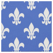 Blaue Farbe, Weißes Fleur De Lis Muster Stoff (Nahaufnahme)