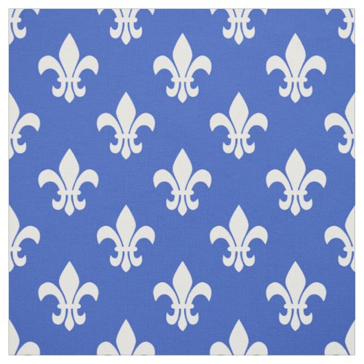 Blaue Farbe, Weißes Fleur De Lis Muster Stoff (Muster)