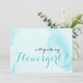 Blaue Farbe | Wirst du mein Mädchen sein? Einladung (Stehend Vorderseite)