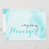 Blaue Farbe | Wirst du mein Mädchen sein? Einladung (Vorne/Hinten)