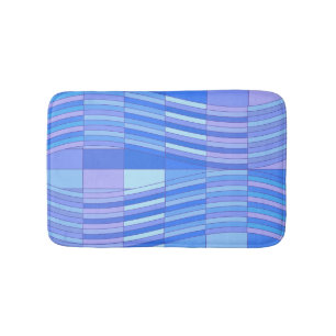 Blaue Farben Wavy-Rechtecke Badematte