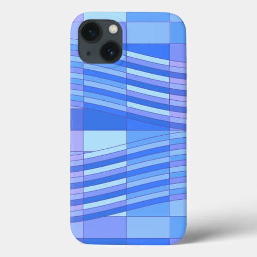Blaue Farben Wavy-Rechtecke Case-Mate iPhone Hülle (Rückseite)